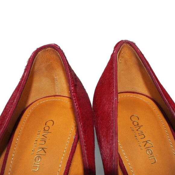 Calvin Klein Collection Calf Hair Heels Red / Grey Made in Italy Women's 8/39 - Picture 11 of 11